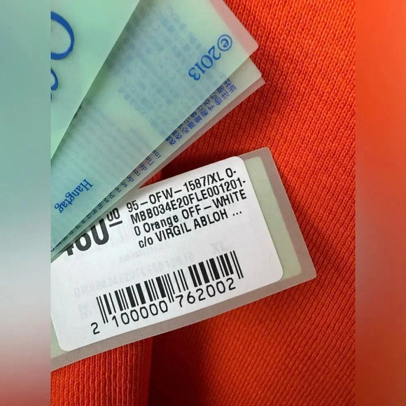 Off-White Virgil Abloh Black Logo Hand Signs Orange Hoodie XL Deadstock 2013 - Picture 12 of 16